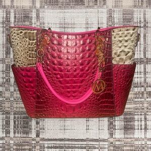 Stylish Pink and Tan MIA K Croc-Embossed Women's Bag